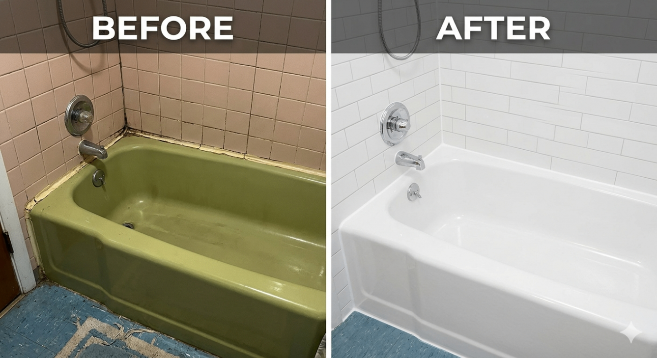 Bathtub Refinishing before and after — Lebanon, Ohio