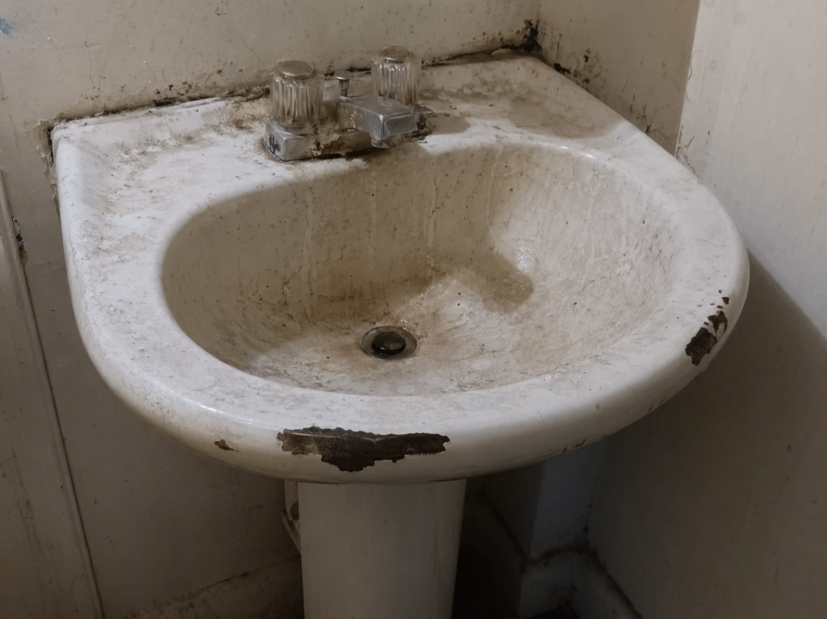 Before - Pedestal Sink Full Restoration