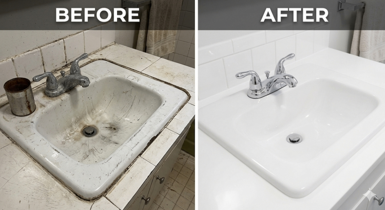 Sink Refinishing before and after — Brookville, Ohio