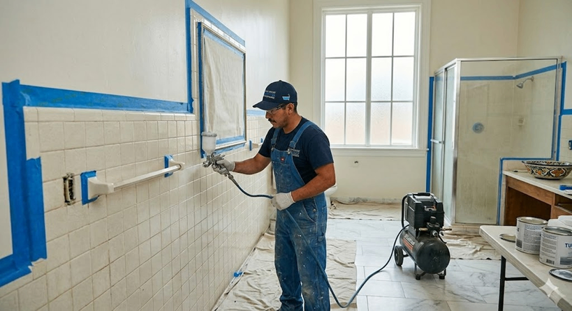 Refinished bathroom tile