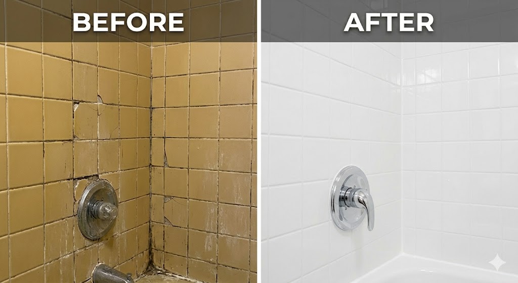 Tile Refinishing before and after — Centerville, Ohio